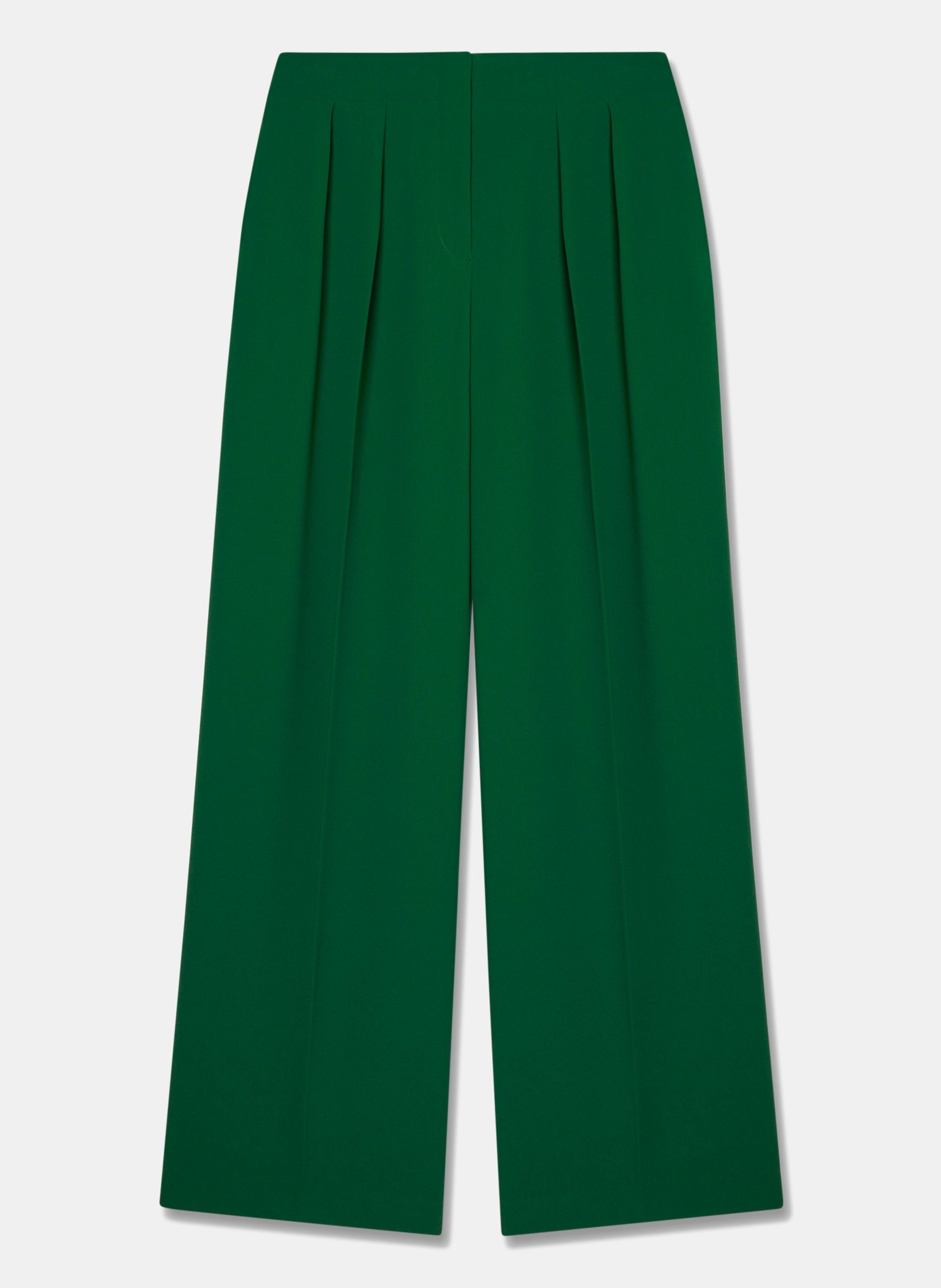 Long cactus green crepe pants with invisible zip. 