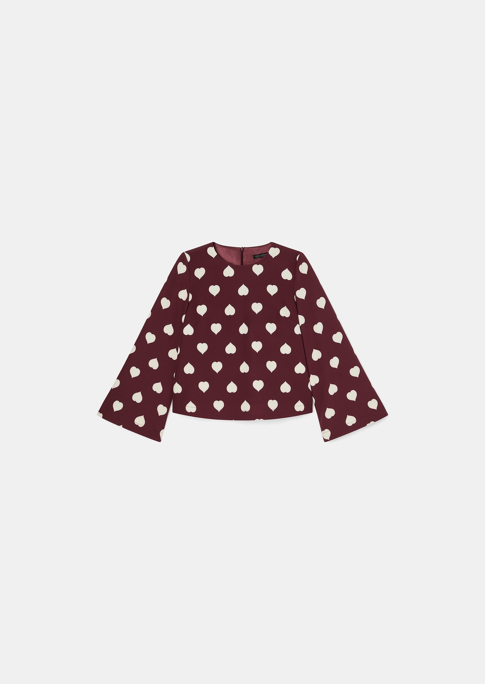 Comfortable Burgundy Top with Round Neckline and Wide Sleeves.