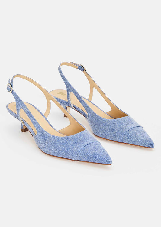 Kaia gold blue denim loafers