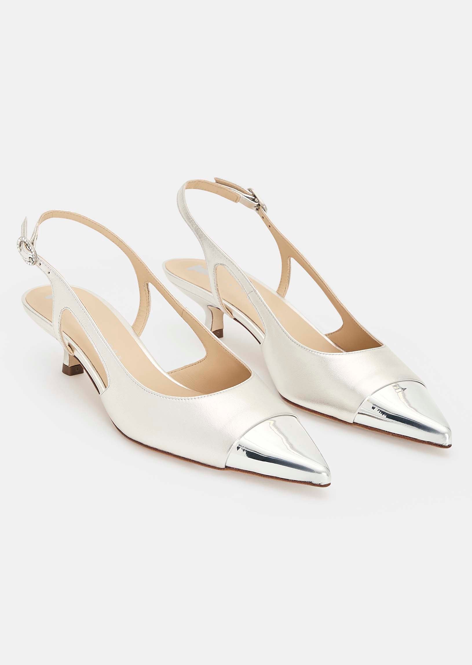 Kaia silver metallic leather loafers