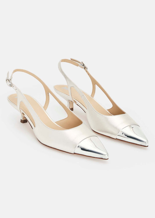 Kaia silver metallic leather loafers