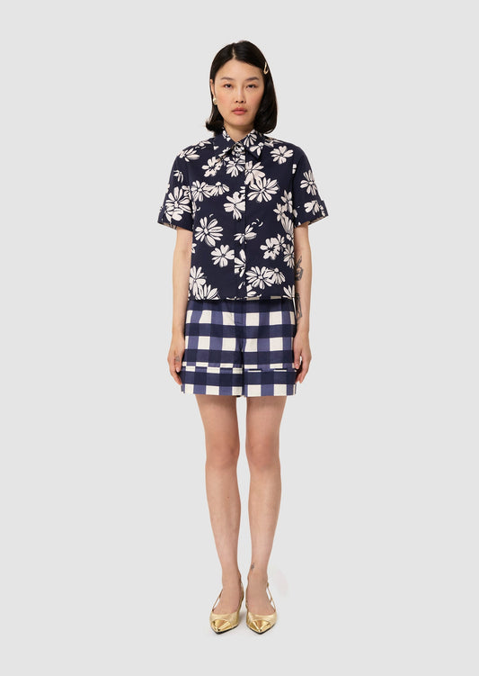 Charles midnight blue with a floral print