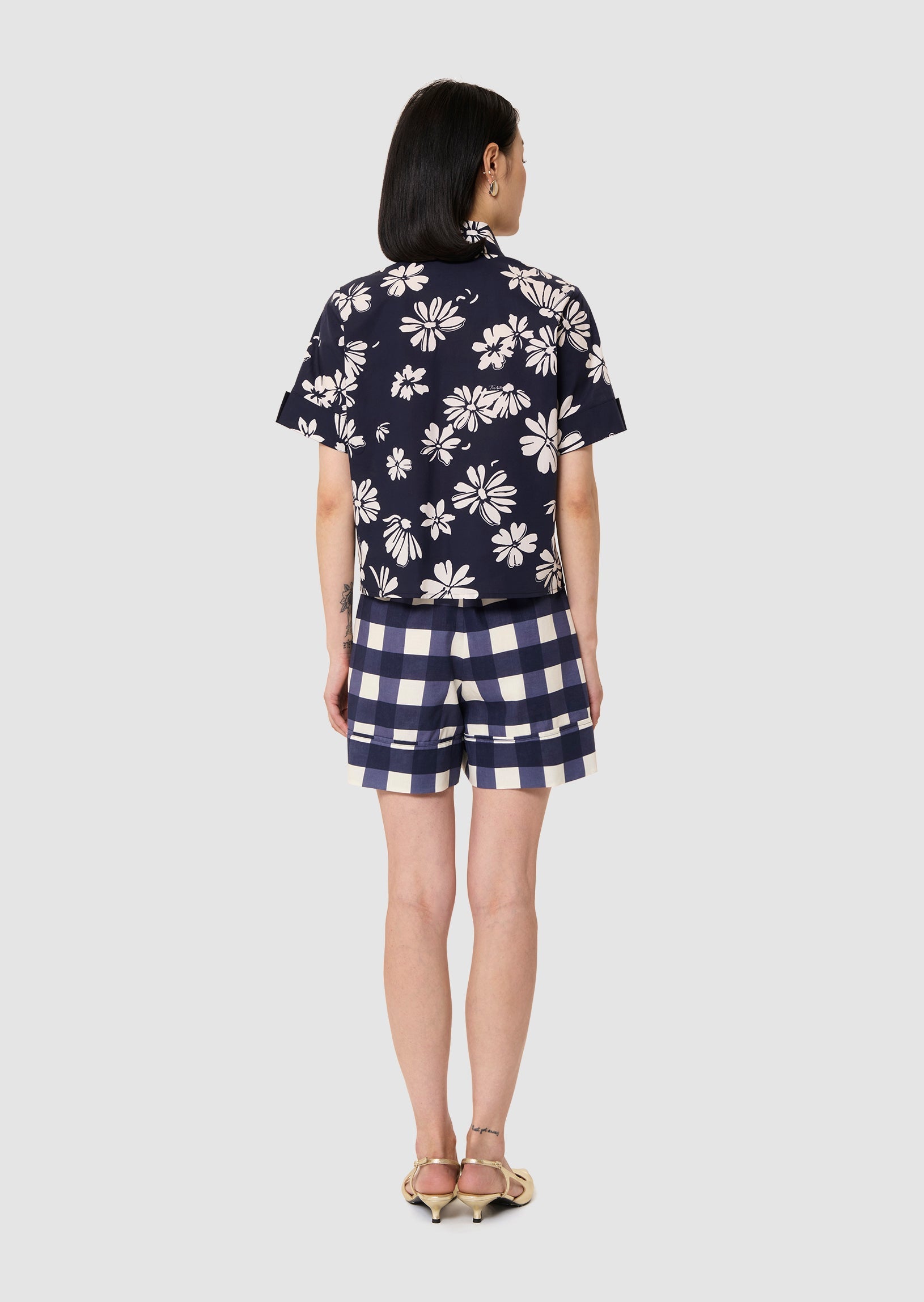 Charles midnight blue with a floral print