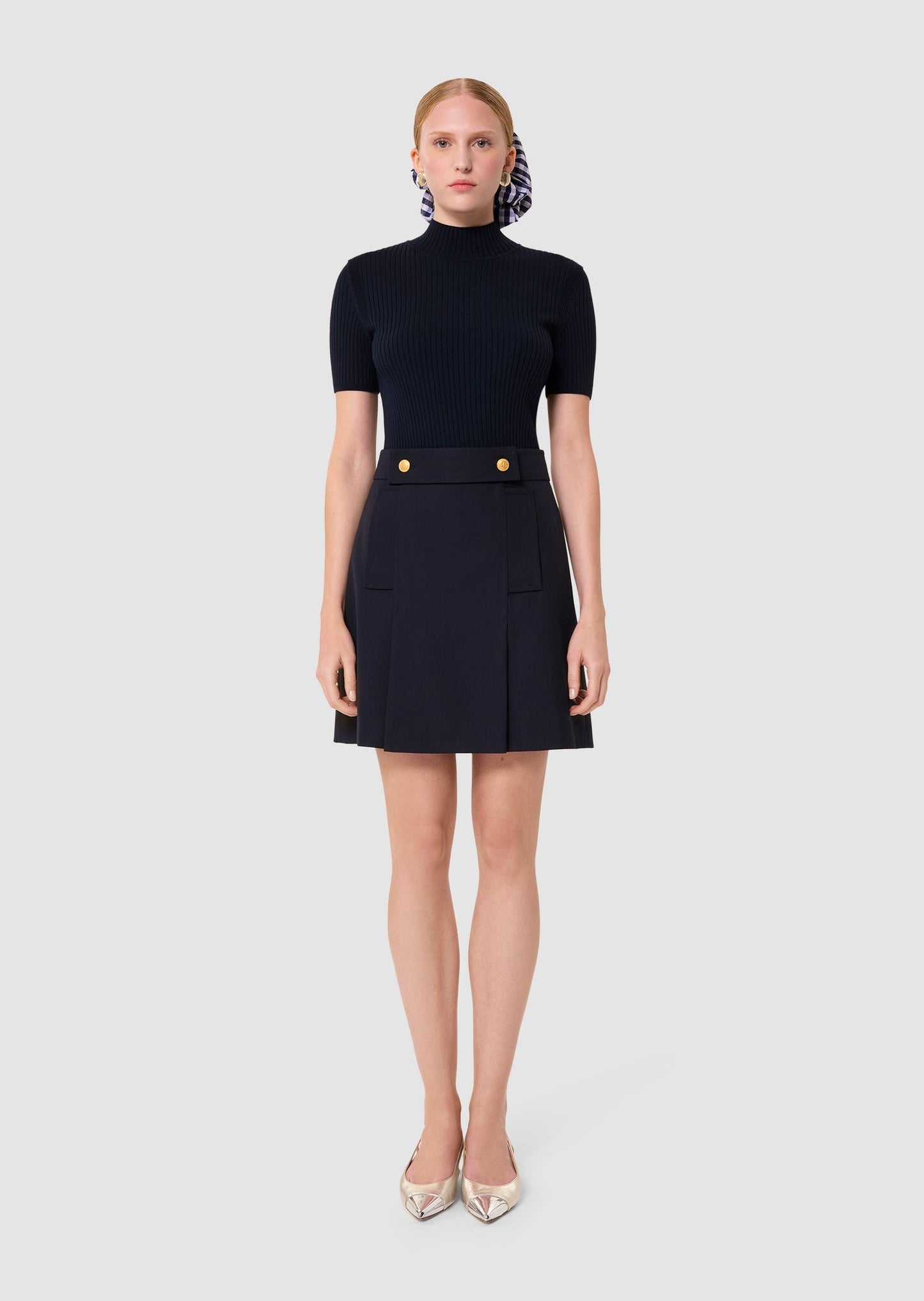 Jimmy midnight blue tailored wool skirt