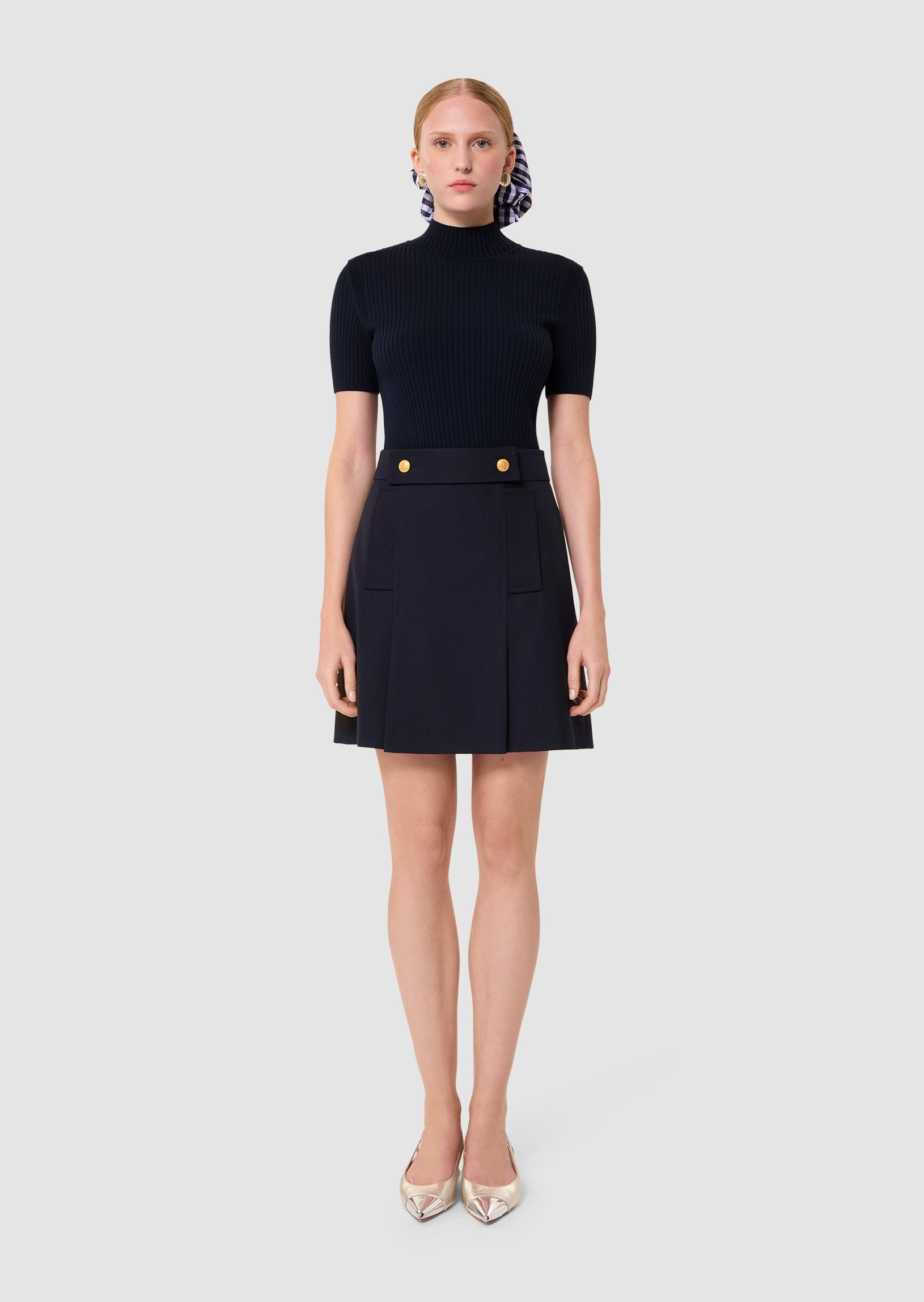 Jimmy midnight blue tailored wool skirt