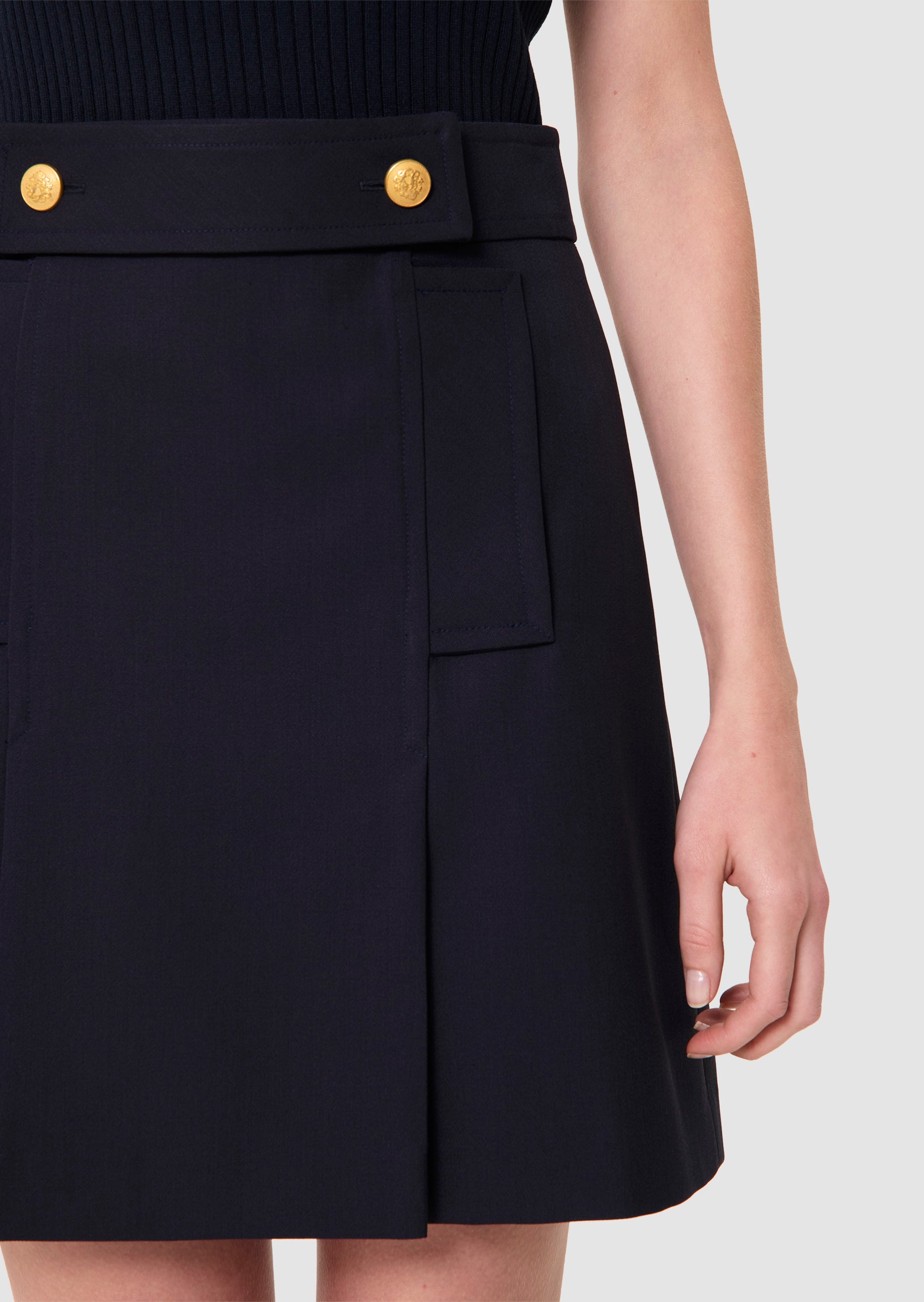 Jimmy midnight blue tailored wool skirt