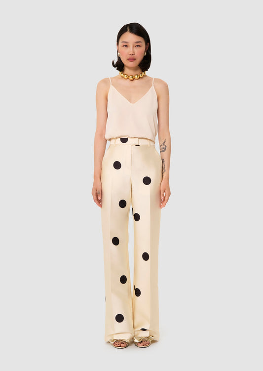Pitt ecru with large black polka dots pants