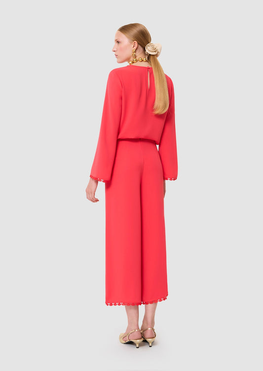 Positive red crepe pants