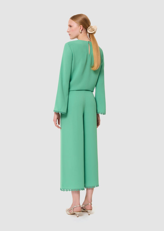 Positive green crepe pants