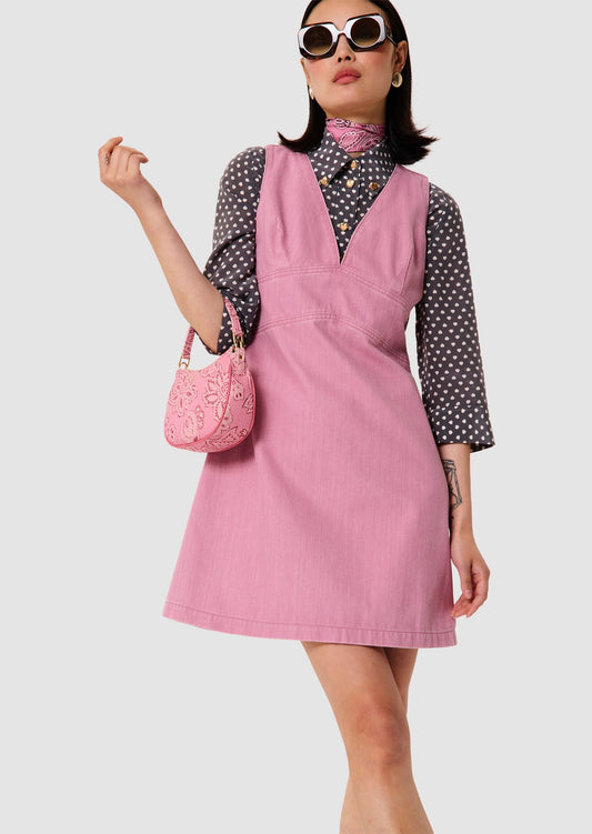 Ricky pink cotton denim dress