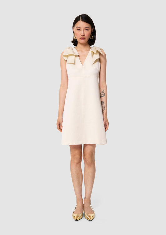 Remarquable ecru satin linen dress