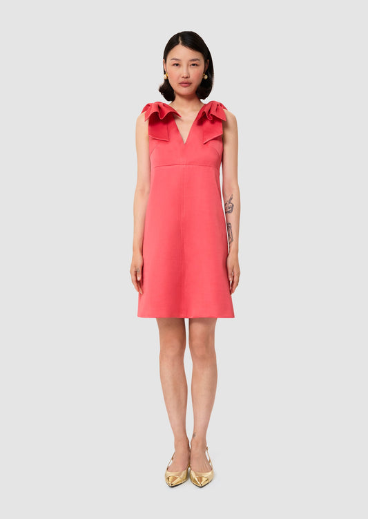 Remarquable red satin linen dress