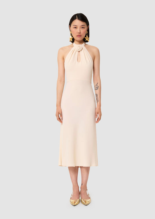 Rosanne ecru crepe dress