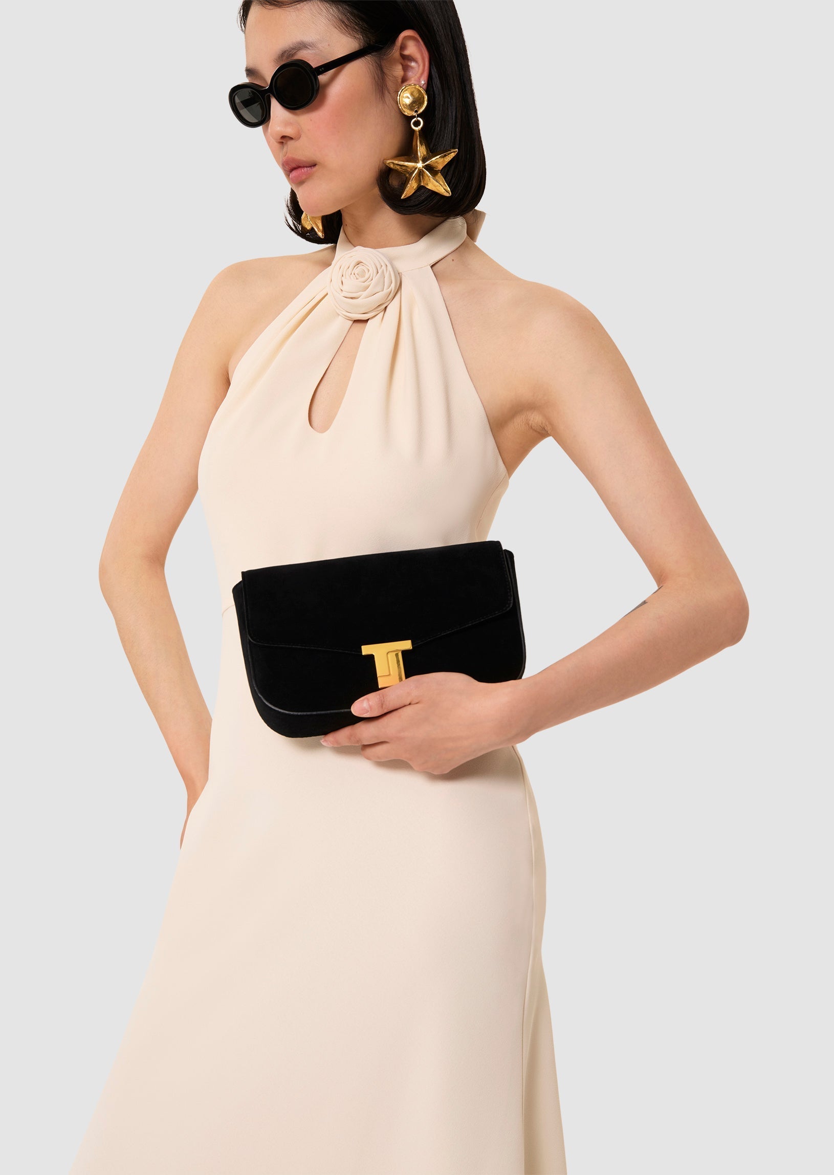 Rosanne ecru crepe dress