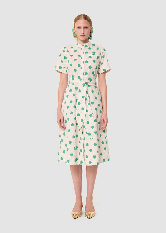 Ricochet green hearts print dress