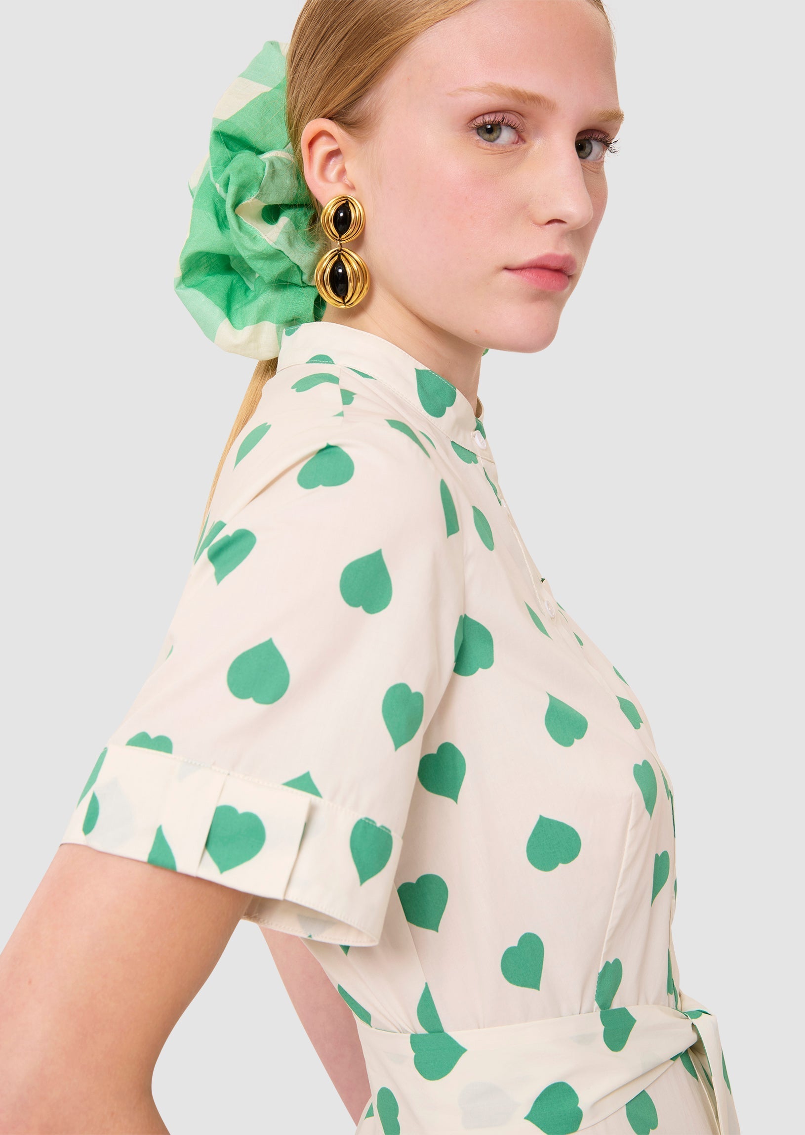 Ricochet green hearts print dress