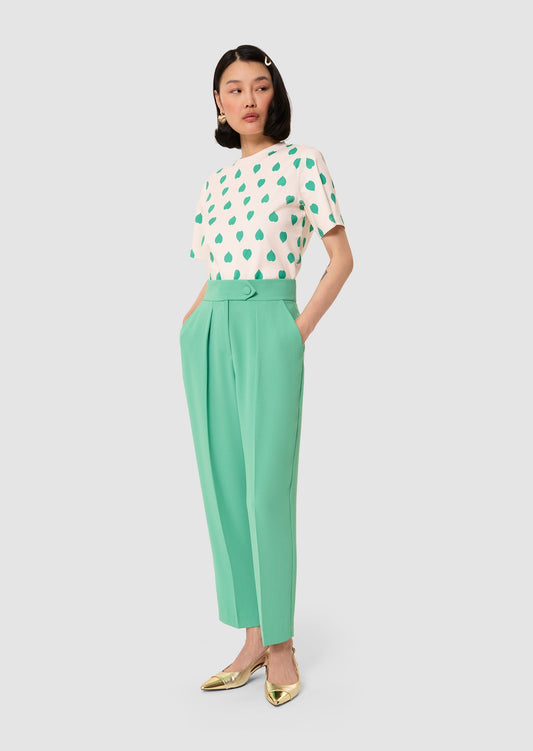 Taralovely ecru t-shirt with green hearts