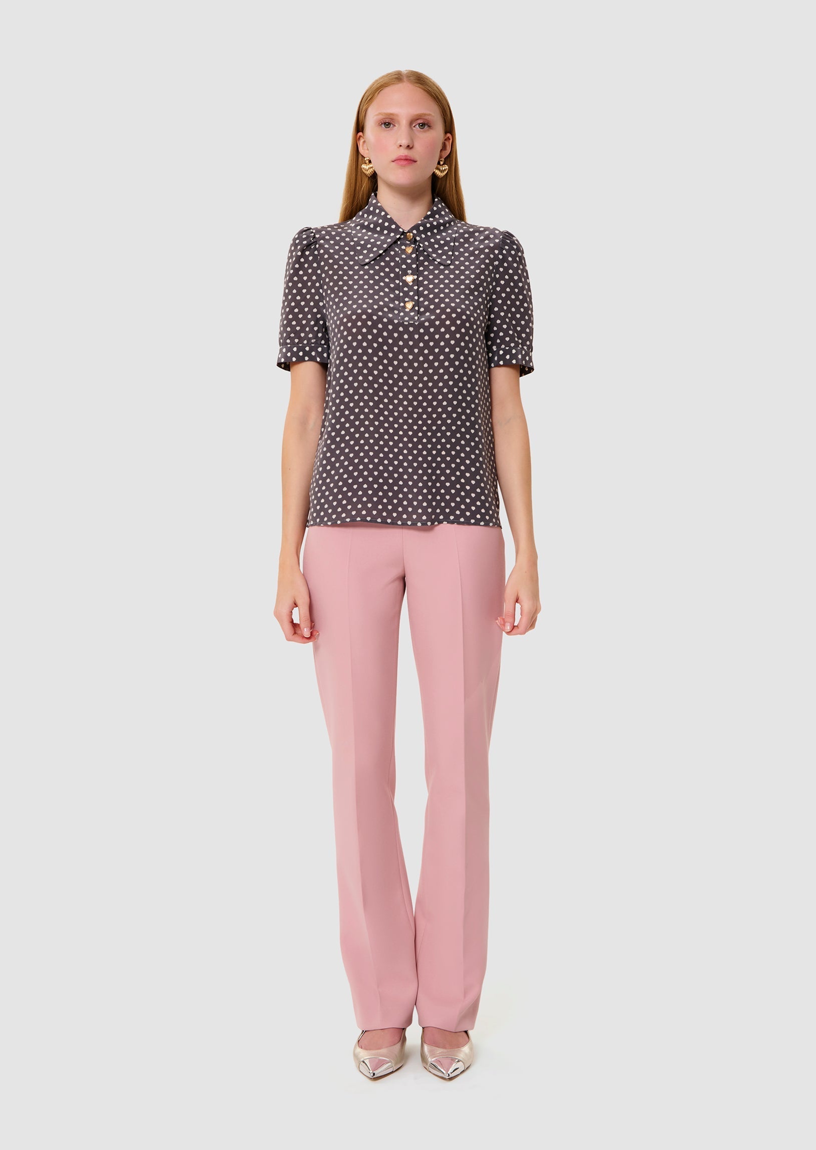 Tonino grey mini hearts print top