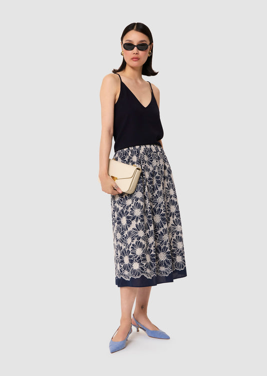 Tamara midnight-blue crepe top
