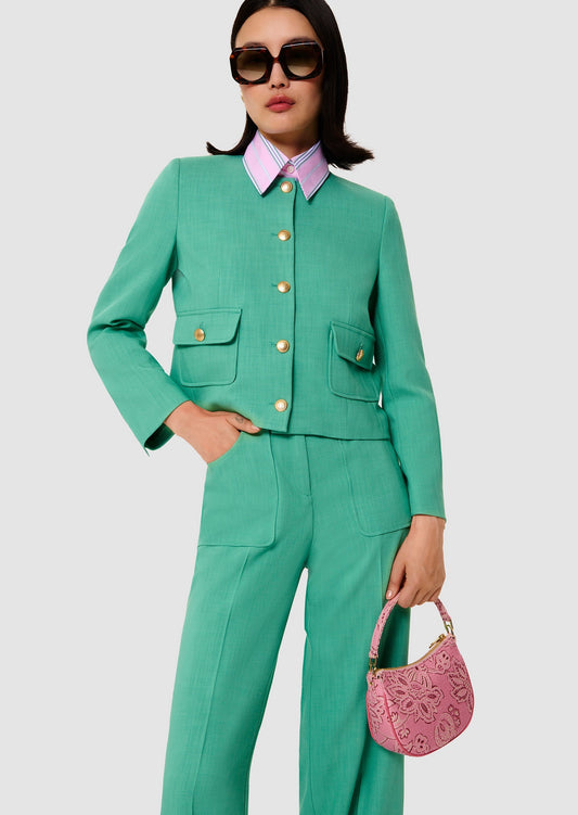 Vinny green flammed fabric jacket