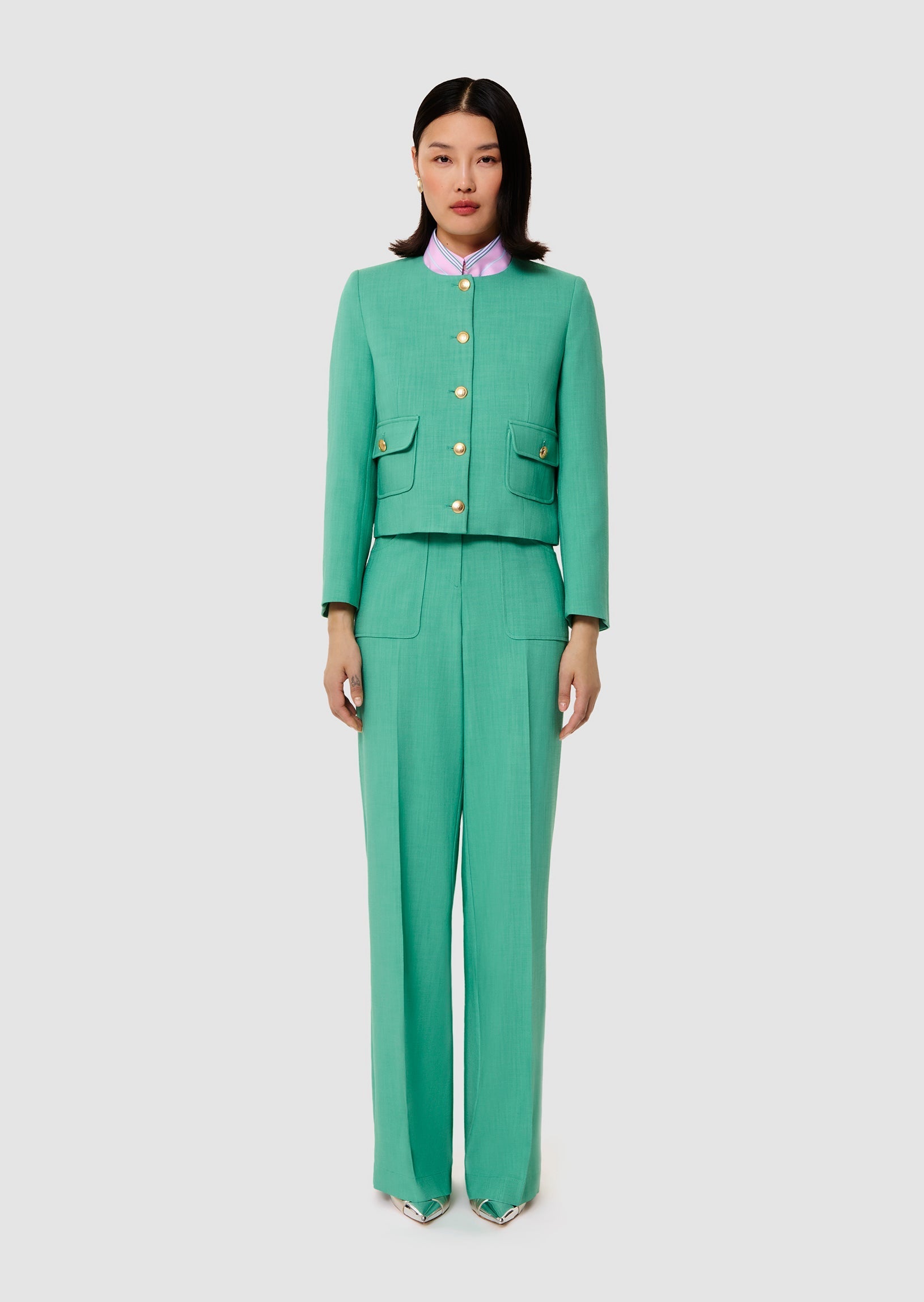 Vinny green flammed fabric jacket