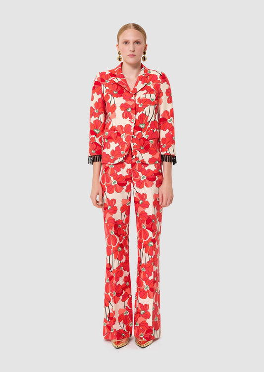 Valensole red floral prints cotton jacket