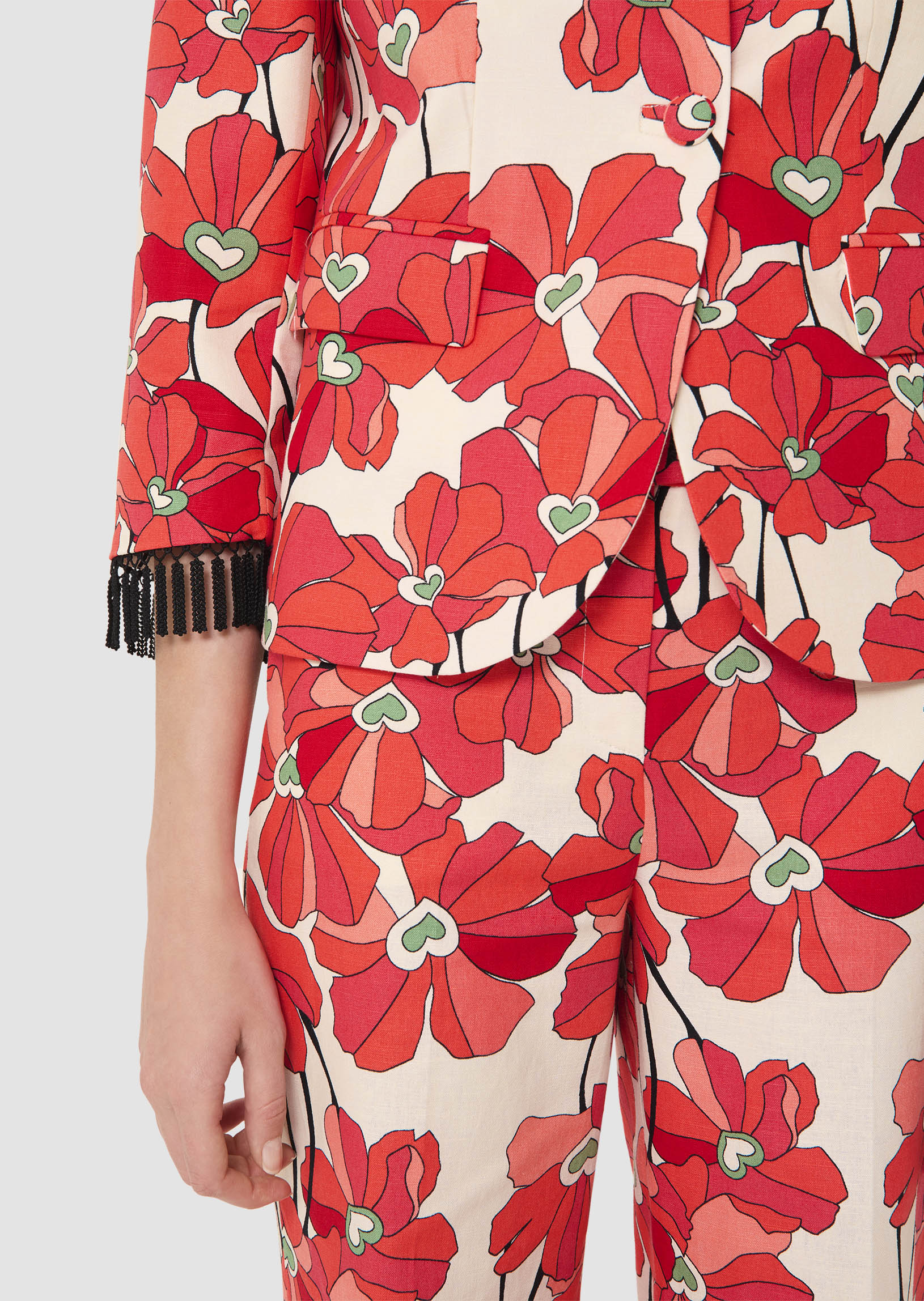 Valensole red floral prints cotton jacket