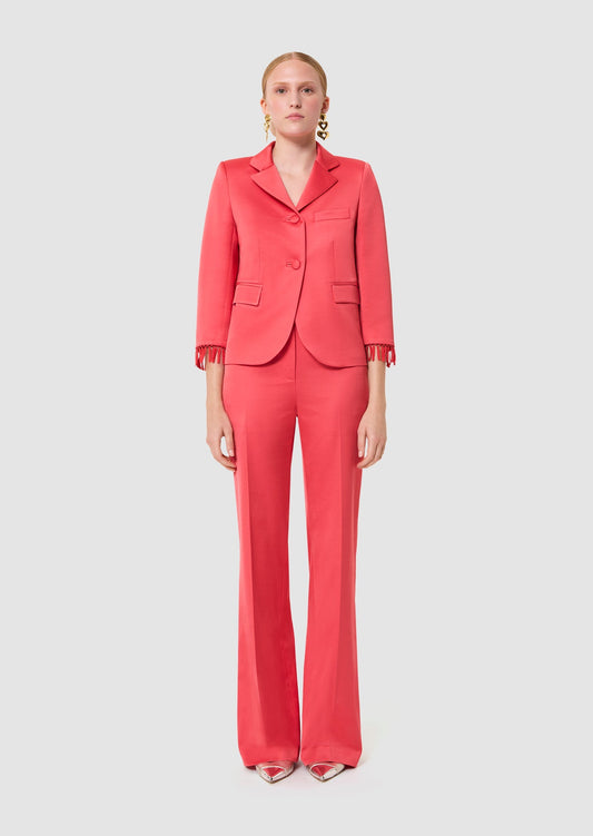 Valensole red satin linen jacket