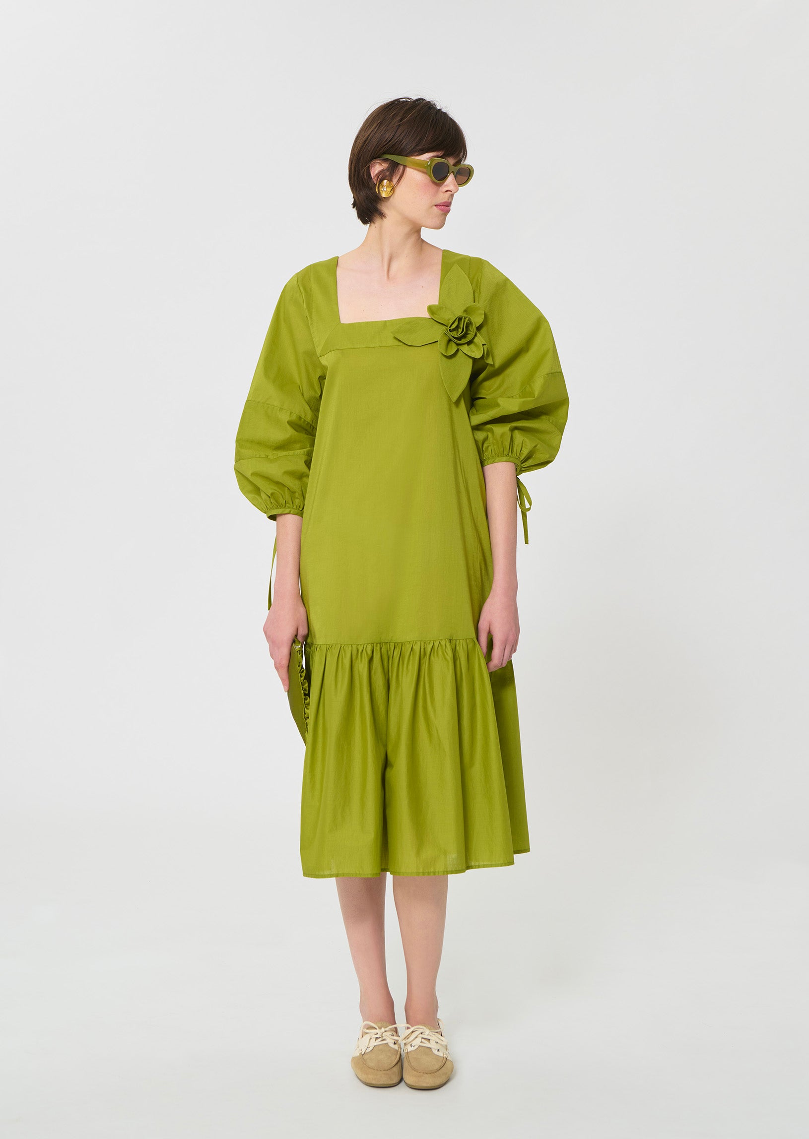 dress in green cotton voile