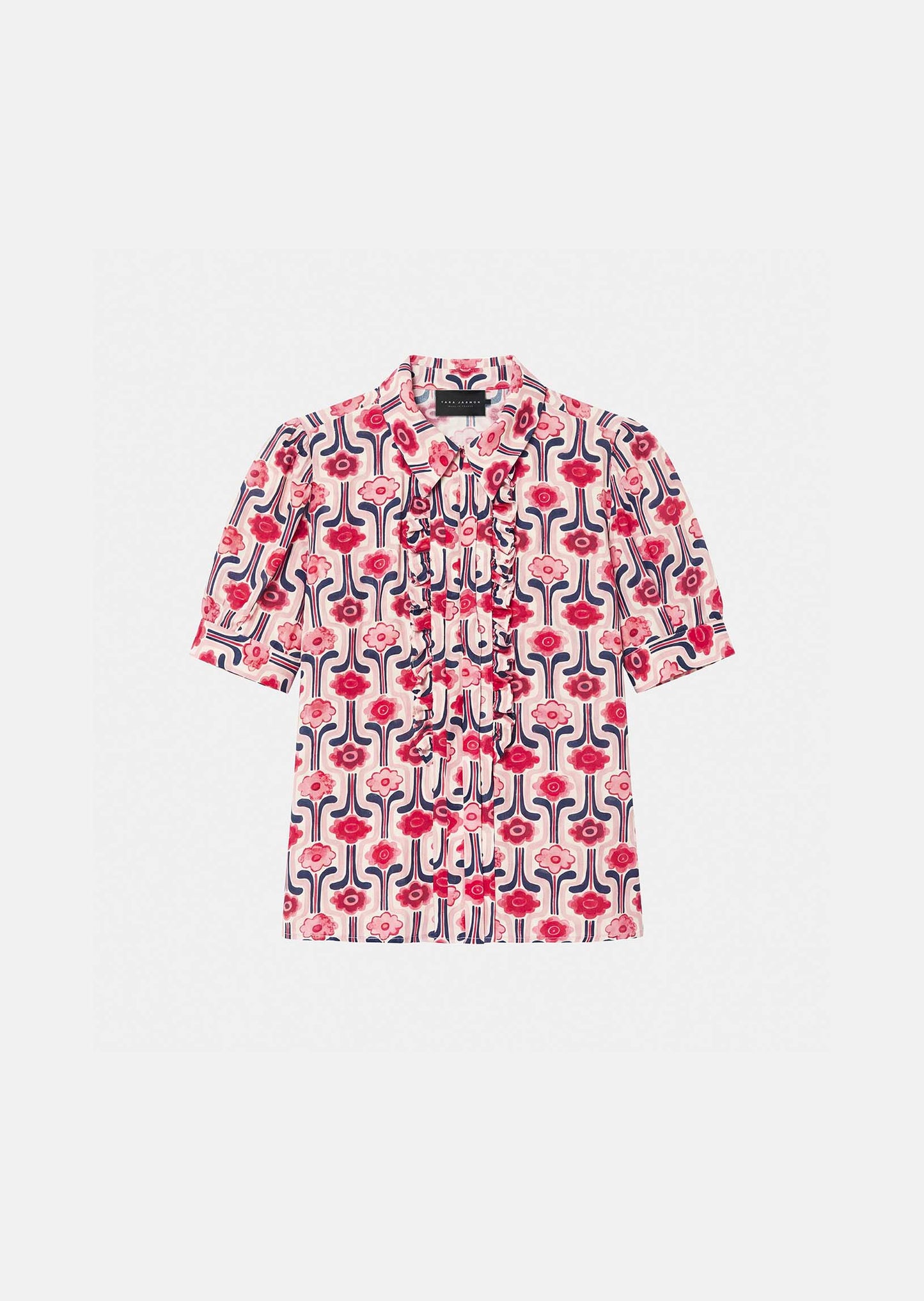 top in pale pink retro print