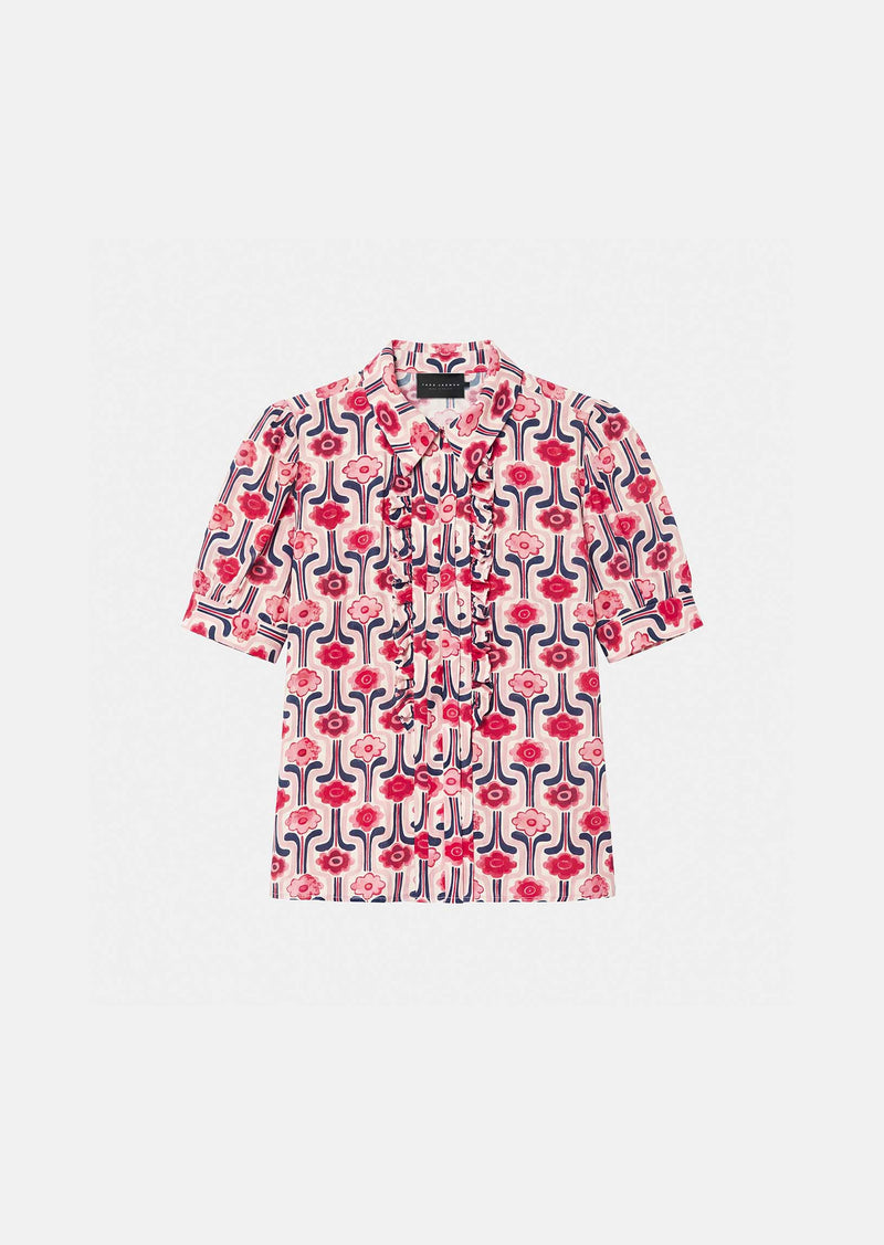 top in pale pink retro print
