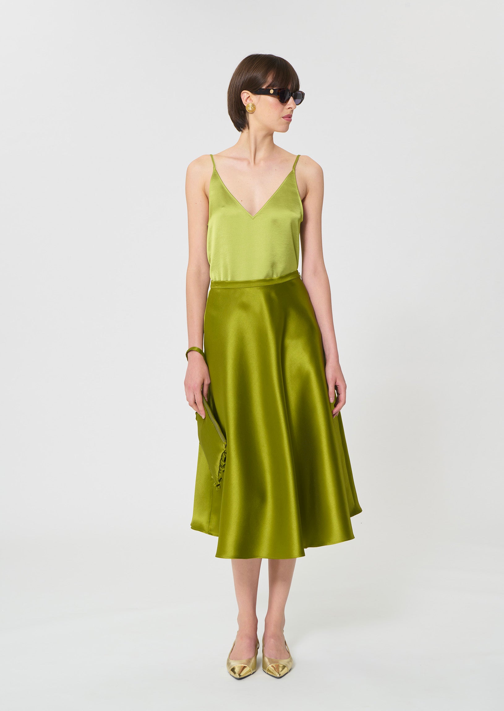 top in green satin