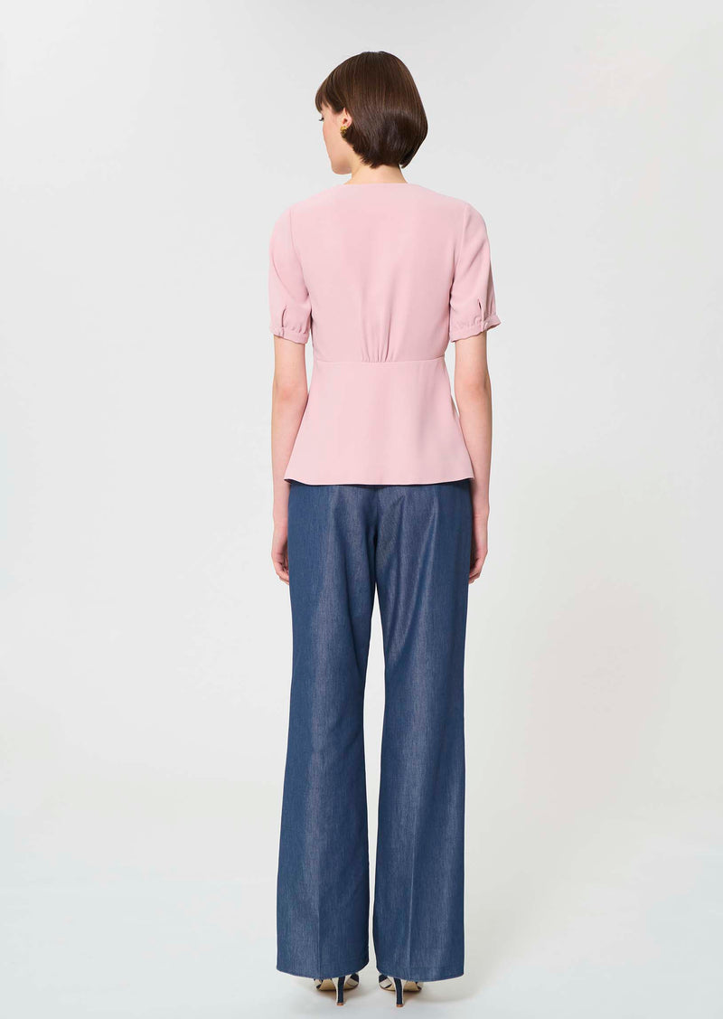 top in red fluid crepe