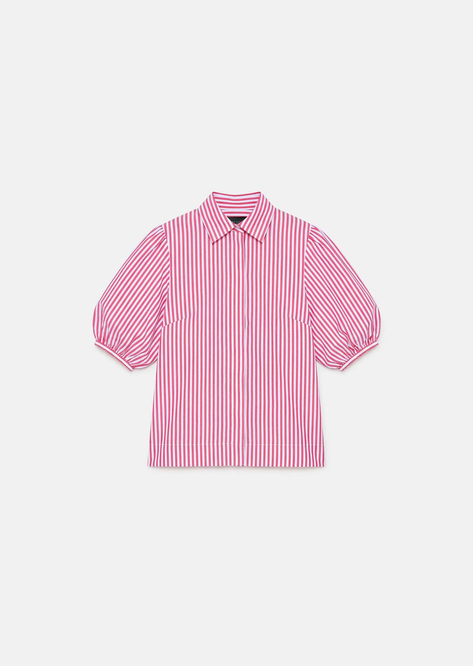 shirt in red striped poplin