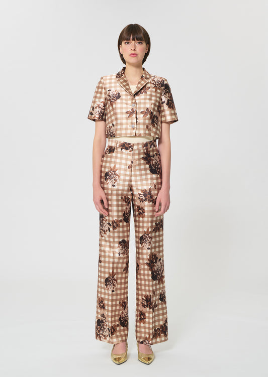 jacket in beige gingham print