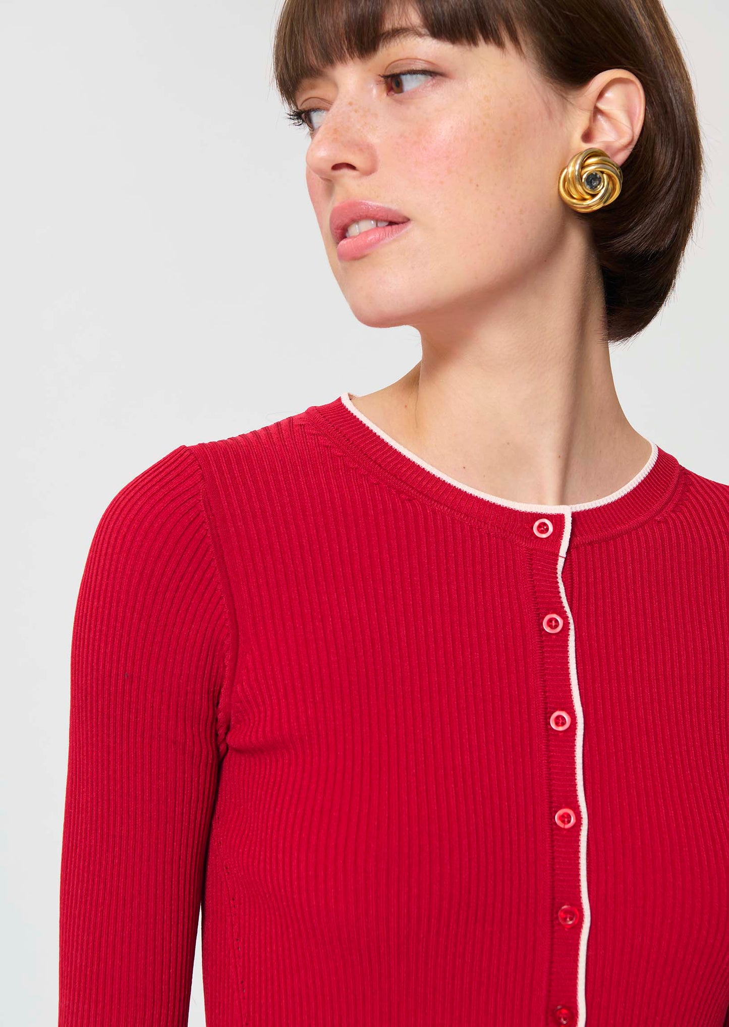 vest in yellow ribbed knit