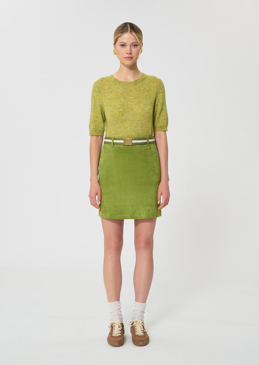 skirt in green suede