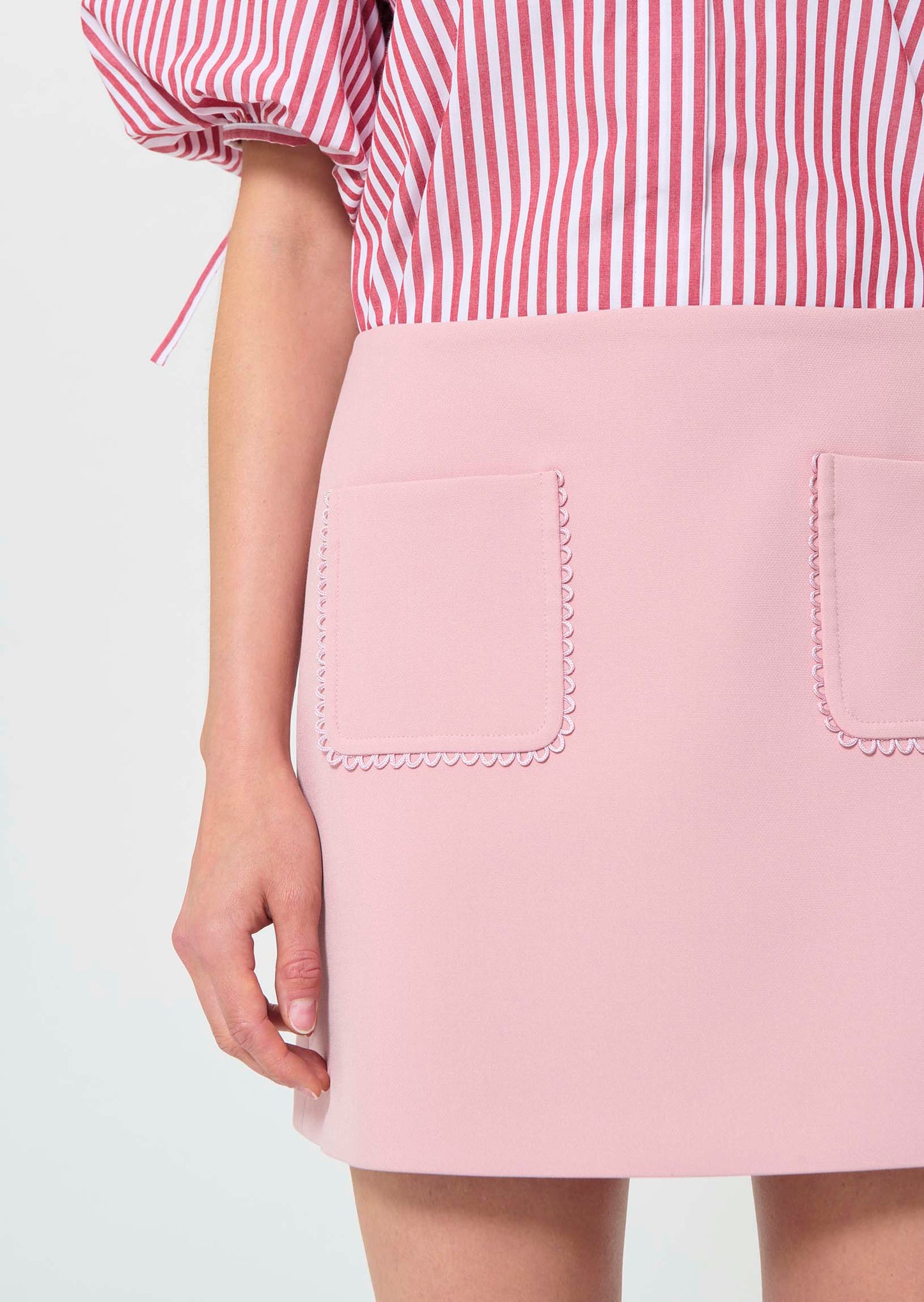 skirt in pale pink double canvas