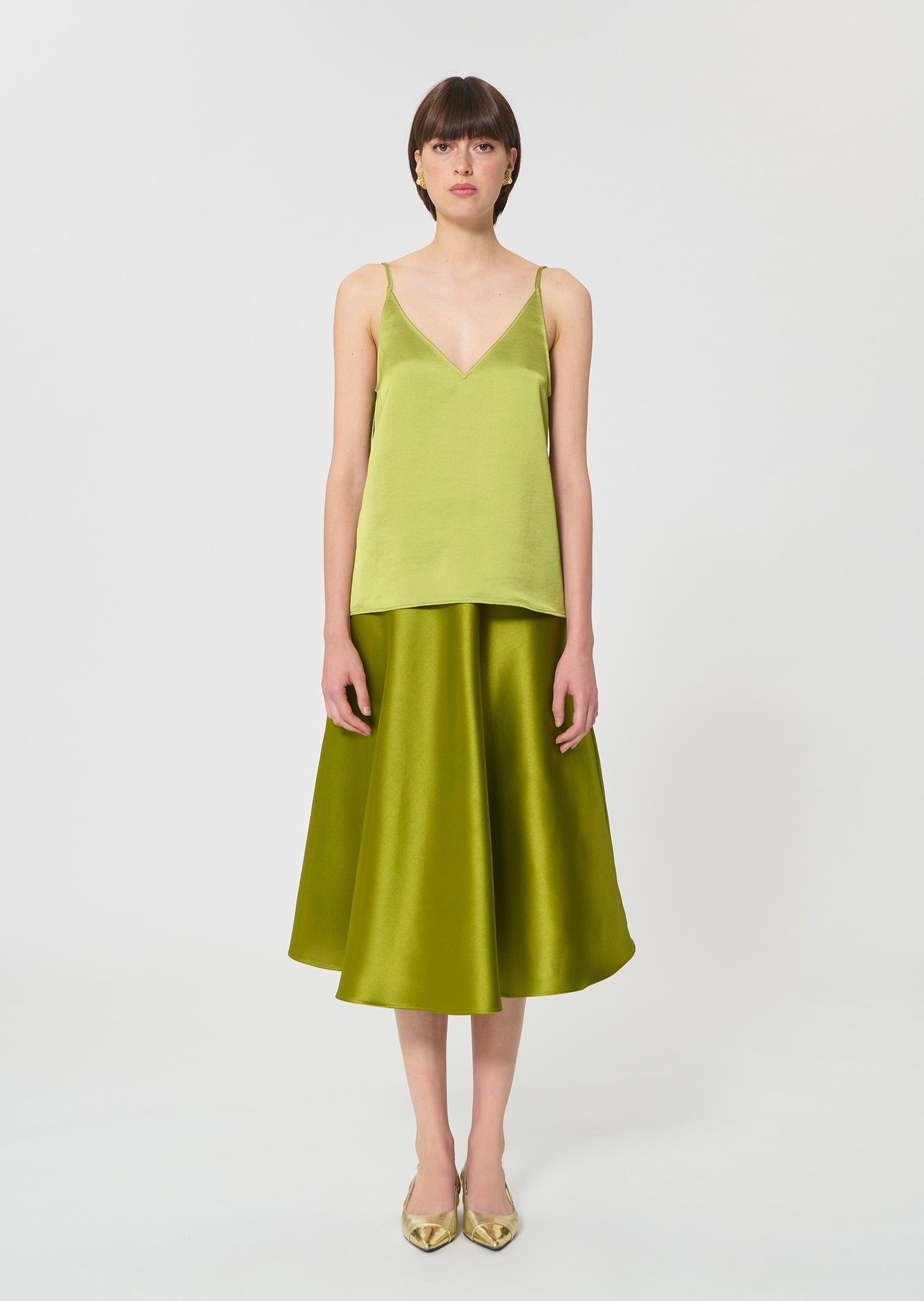 top in green satin
