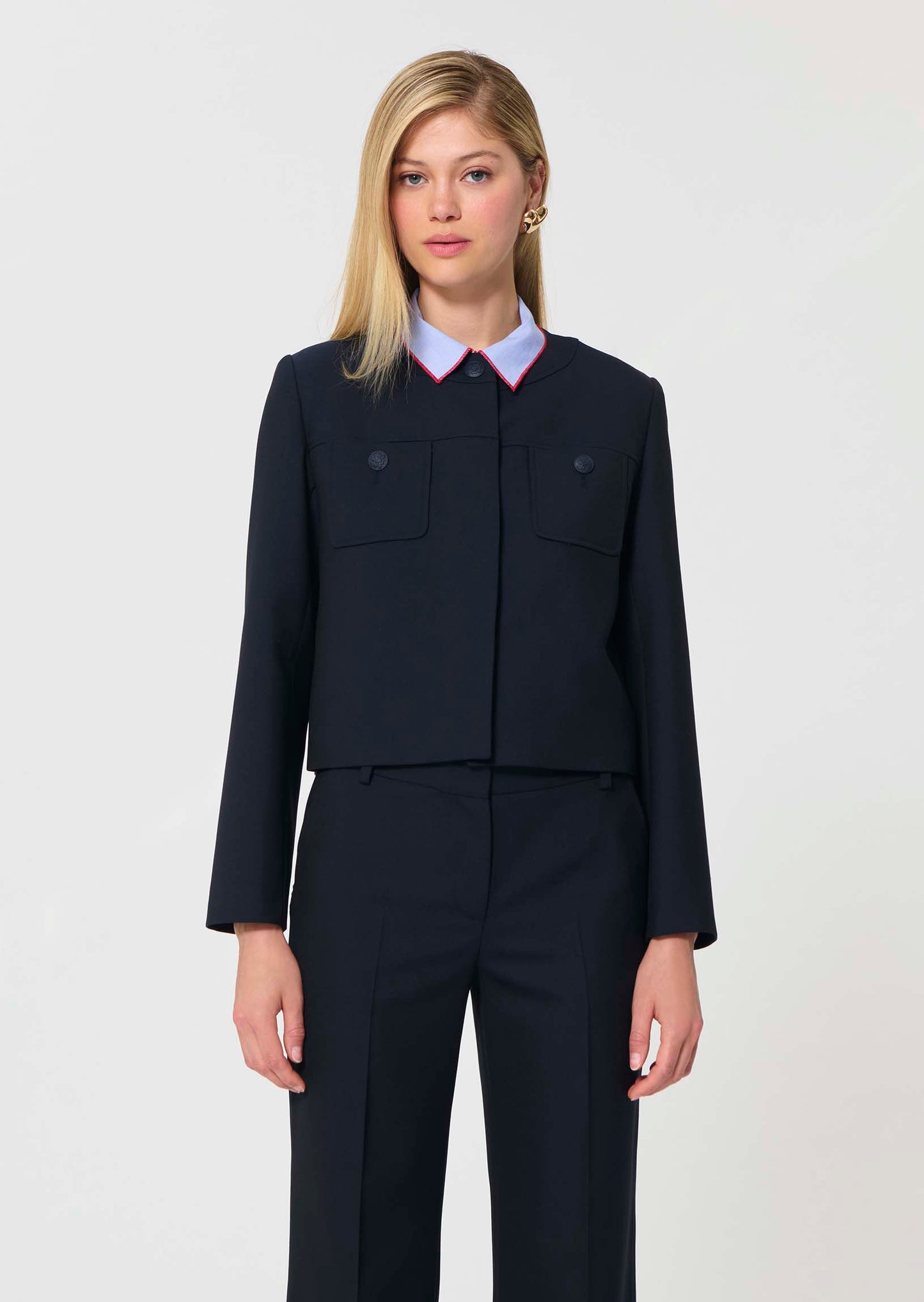 jacket in midnight blue powder-grain canvas