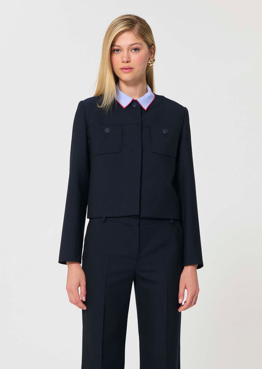 jacket in midnight blue powder-grain canvas