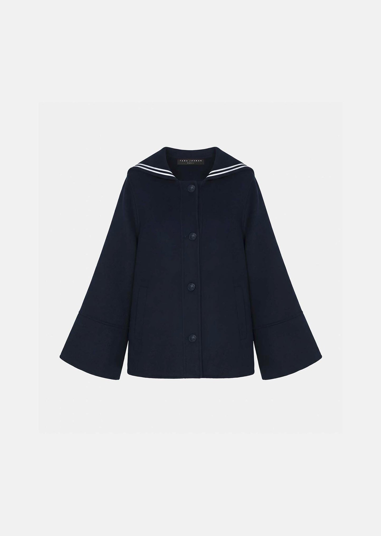 coat in midnight blue double-faced wool