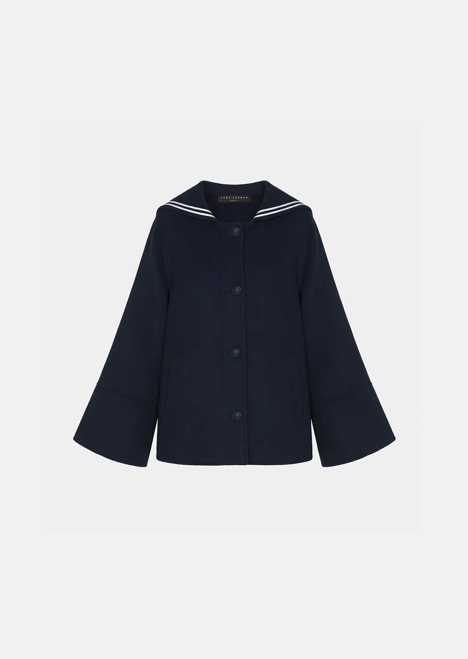 coat in midnight blue double-faced wool