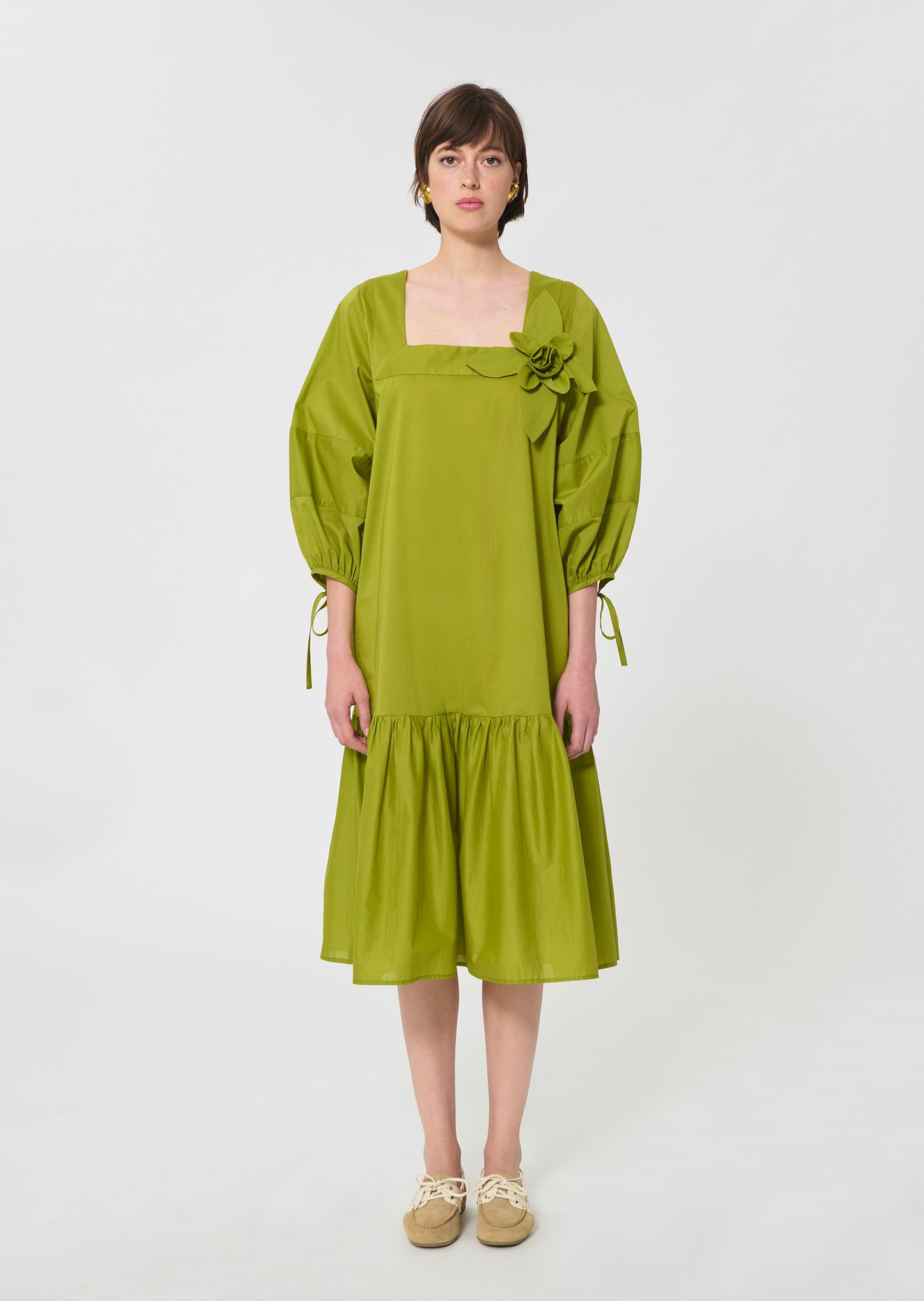 dress in green cotton voile