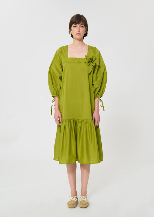 dress in green cotton voile
