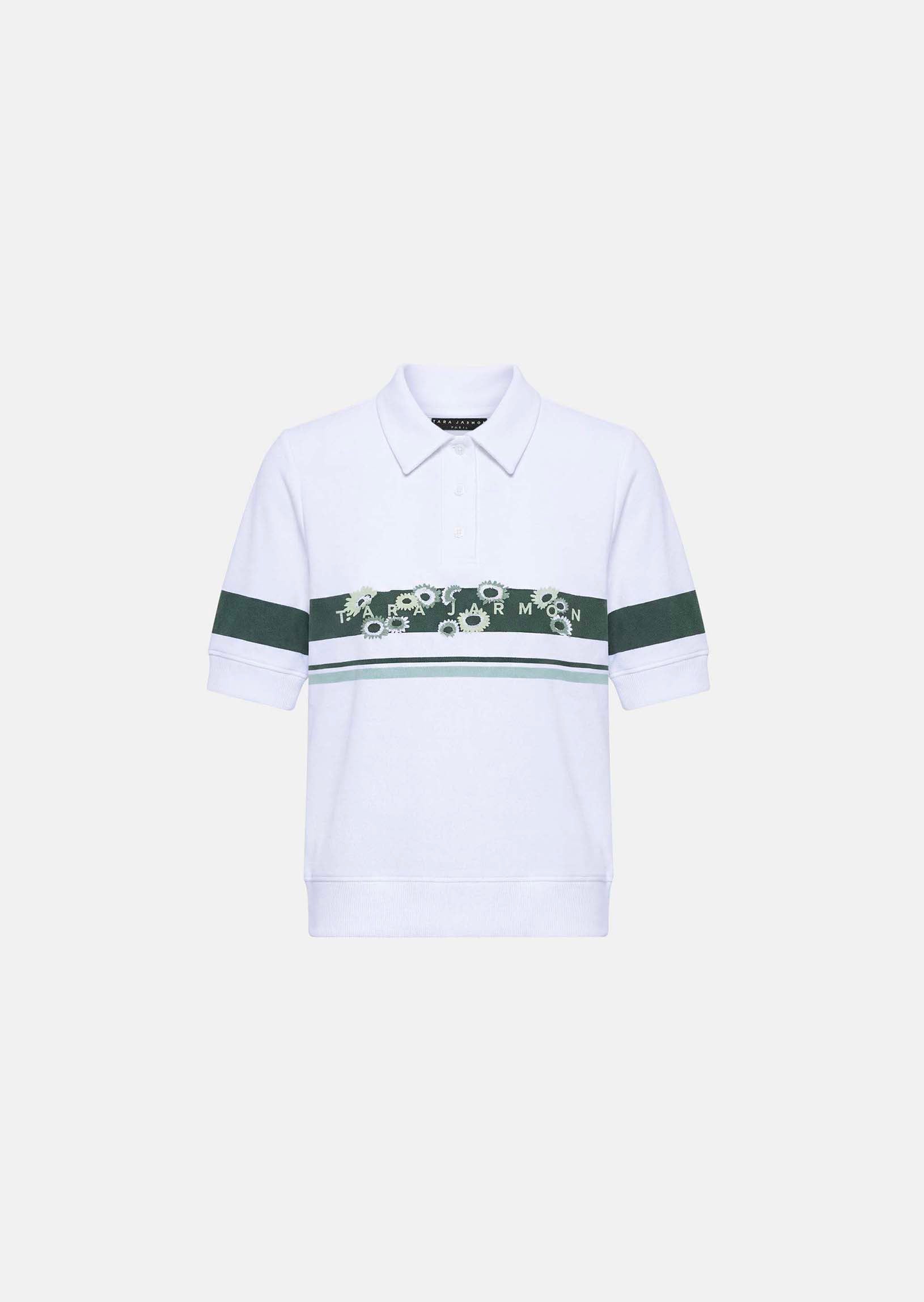 polo in white printed cotton