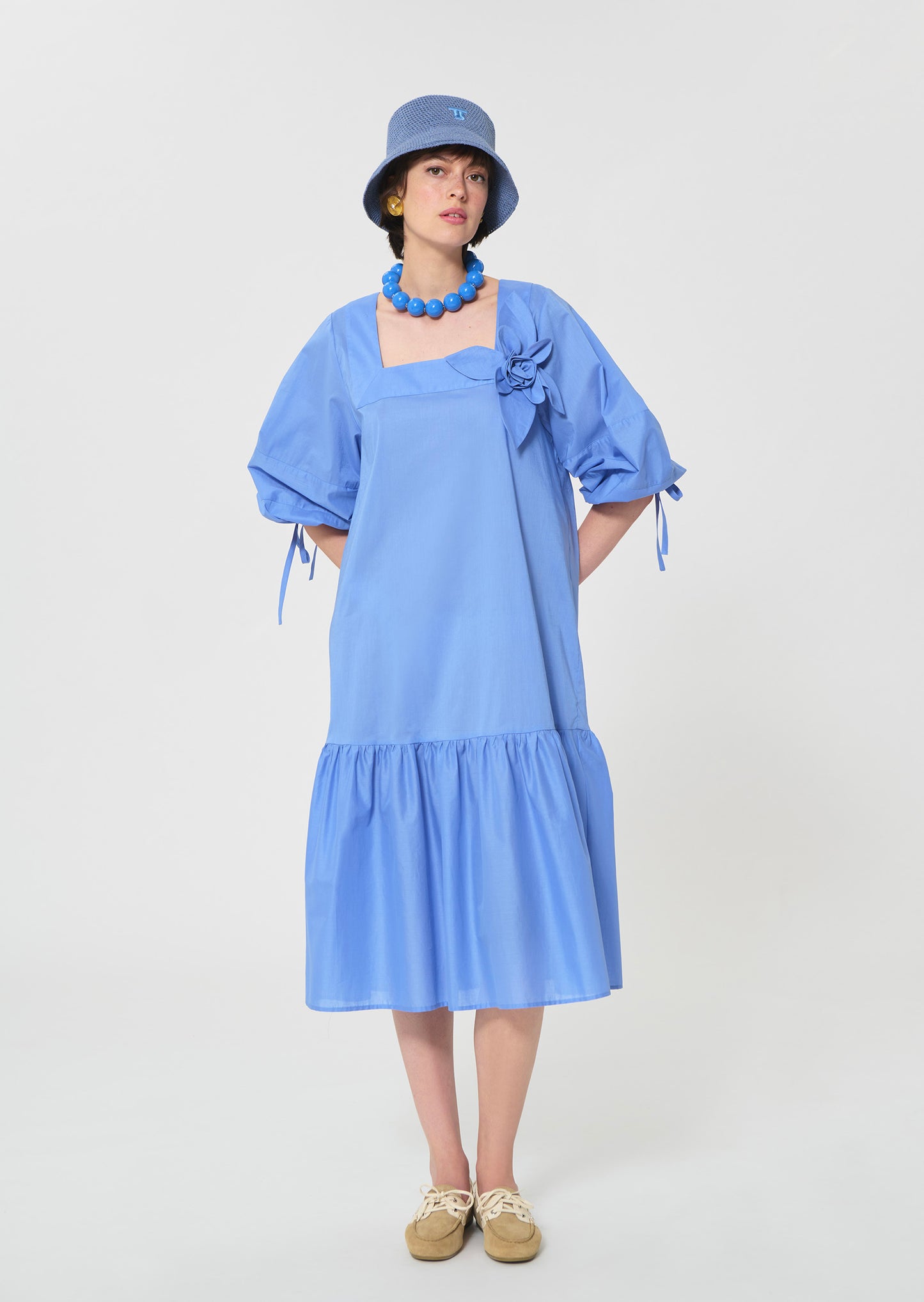 dress in sky blue cotton voile