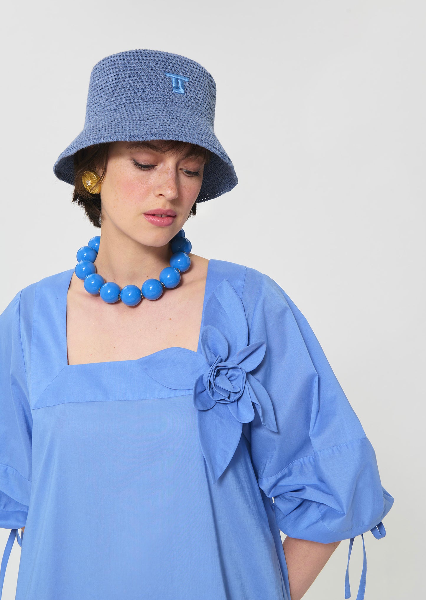 dress in sky blue cotton voile