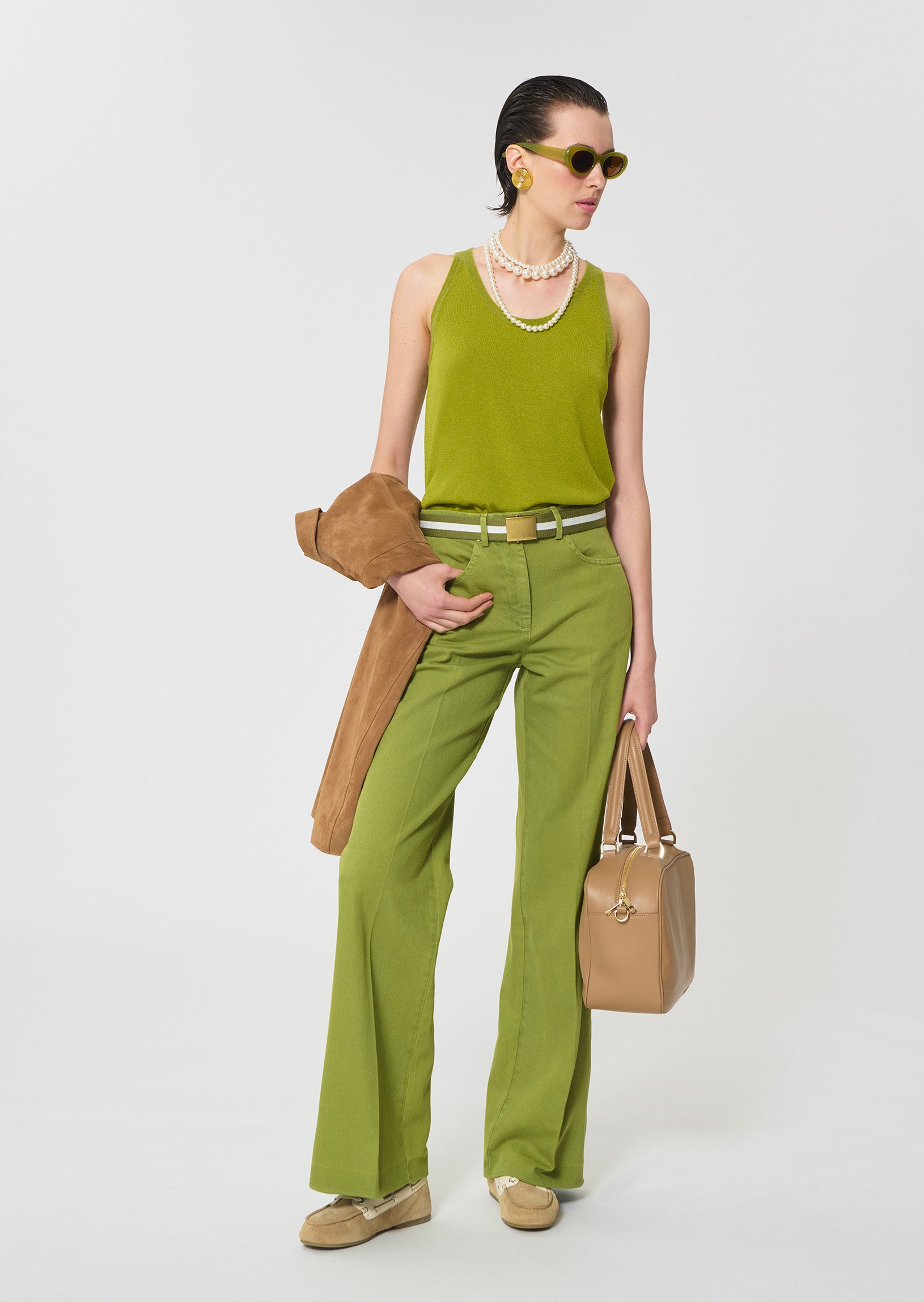 jeans in green lightweight denim