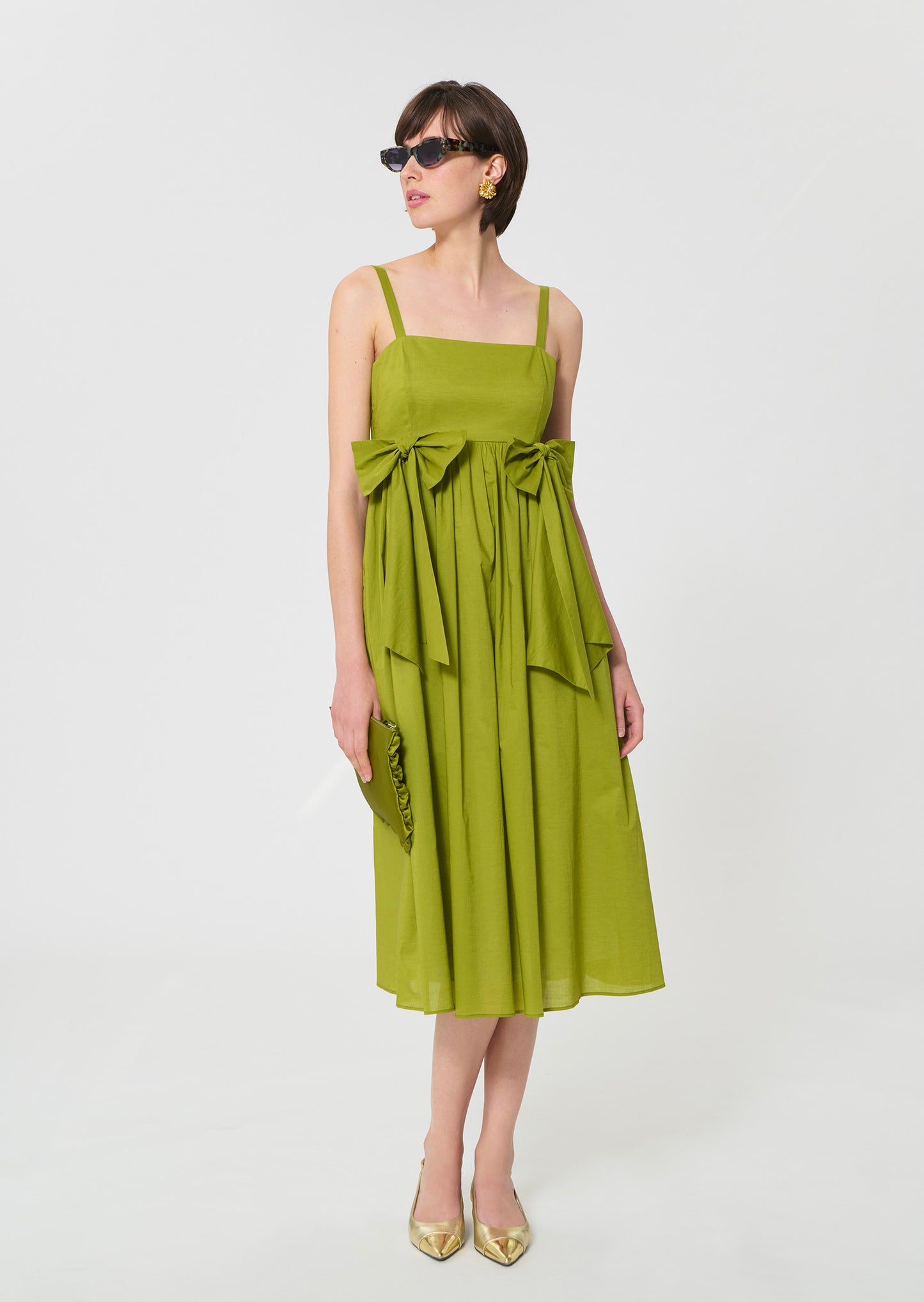 dress in green cotton veil
